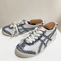 和29★① Onitsuka Tiger オニツカタイガー ローカット スニーカー シューズ 刺繍 23 レディース ホワイト ネイビー_画像1