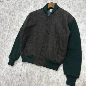 I @ 古着 '希少 80's ビンテージ'『FUN KANSAI MAN JEANS カンサイヤマモト』WOOL ニット 切り替え スタジャン / ブルゾン M-Ⅲ アウター 