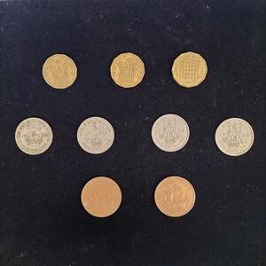 外国硬貨　イギリス　coin　3ペンス銅貨1943年　1シリング銀貨1947年　ハーフペニーコイン　Sk81