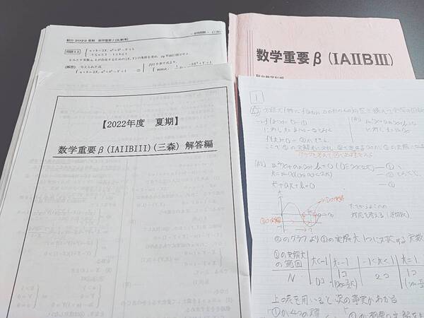 駿台　22年度　最新　数学重要βⅠAⅡBⅢ　夏期　三森司先生　テキスト・講義問題・研究問題・板書ノート　全セット 河合塾　駿台　鉄緑会