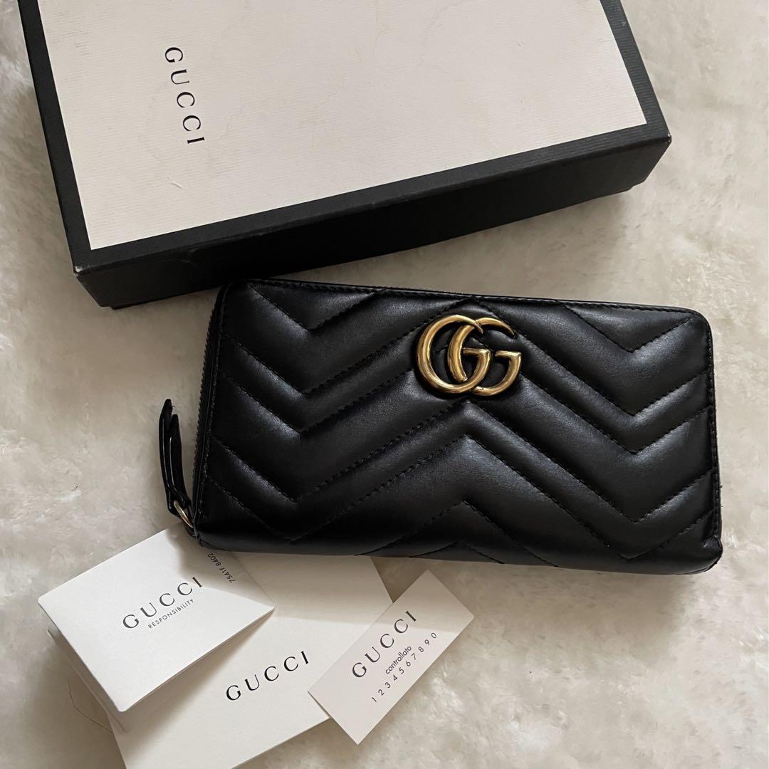 極上美品】564 GUCCI グッチ マーモント ラウンドファスナー 長財布