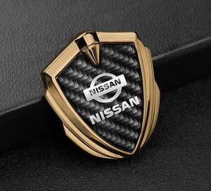 NISSAN Nissan стикер машина Logo эмблема 3D цельный металлический переводная картинка 1 листов водонепроницаемый двусторонний лента имеется простой приклеивание автомобиль оборудование орнамент Gold 