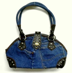  jeans remake Denim cow leather using Boston type bag 1 point only / hand made bag ALL20%OFF