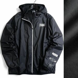 ■PUMA プーマ ESSENTIALS REBEL 撥水防風 高耐久タフタ フルジップ ウィンドブレーカー フーディジャケット 588784 01 XL ▲010▼bus1683a