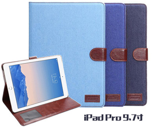 iPad Pro 9.7 ケース ipad pro カバー （9.7インチ）手帳型 タブレットPC スタンドタイプ　 オートスリープ機能 カード収納あり デニム