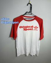 ■adidas アディダス Original SportラグランTシャツ:M☆TS-181_画像1