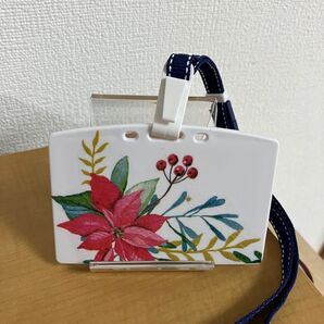 IDホルダー 社員証ホルダー デコパージュ ポインセチア