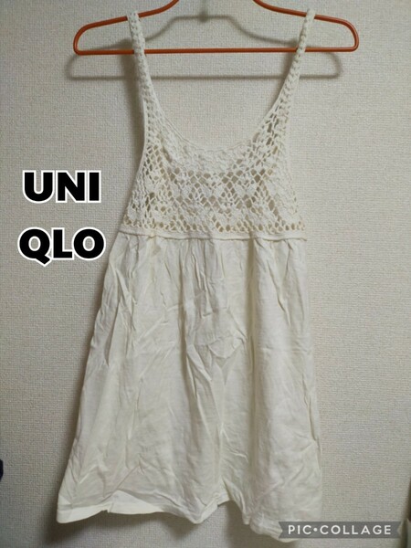 USED UNIQLO タンクトップ チュニック オフホワイトアイボリー M ユニクロ レディース トップス