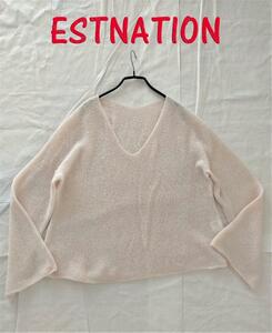 ESTNATION モヘヤ混 プルオーバーVネックニットm25094841406