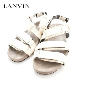 LANVIN ランバン 8 27.0 サンダル バックル レザー メンズ 白 ホワイト /HC35