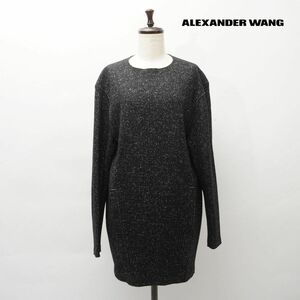 美品 Alexander Wang アレキサンダー・ワン ネップ メルトンウール 長袖ワンピース レディース 黒 ブラック サイズXS*HC352