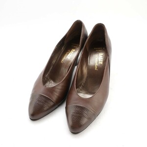 BALLY of Switzerland バリー 2 1/2 22.5 パンプス ヒール ポインテッドトゥ レザー 茶色 ブラウン/HC94