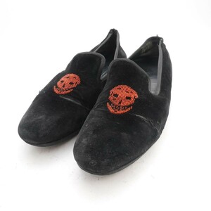 Alexander McQueen Alexander * McQueen 43 27.5~28.0 slip-on shoes Italy made skull beads suede black black /HC64