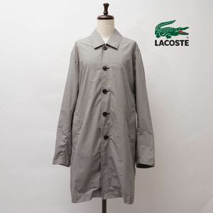美品 LACOSTE ラコステ チェック ステンカラー ロングコート メンズ アウター 白黒 サイズL*HC394