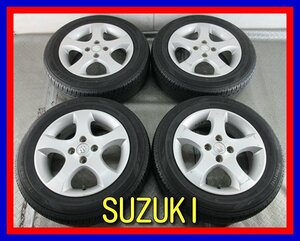 ■中古タイヤホイール■　SUZUKI 純正 15インチ 5.5J +45 4H 100 DUNLOP EC202 175/65R15 84S S 夏 激安 送料無料 J924