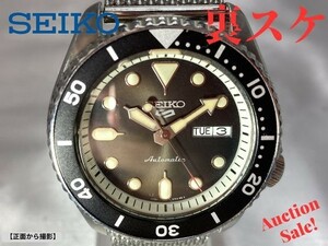 【可動品】SEIKO セイコー ５スポーツ デイデイト 裏スケルトン 腕時計 自動巻き 文字盤:黒 ベゼル:黒 4R36-07G0