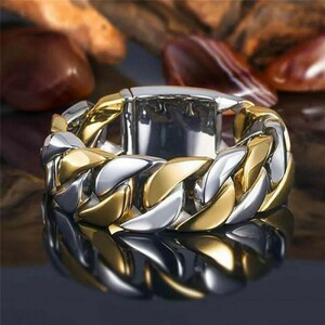 4 [Бесплатная доставка] 18кгп Кубинское кольцо Платина PTP Kihei Комбинированное кольцо Размер 15 Роскошное Золото