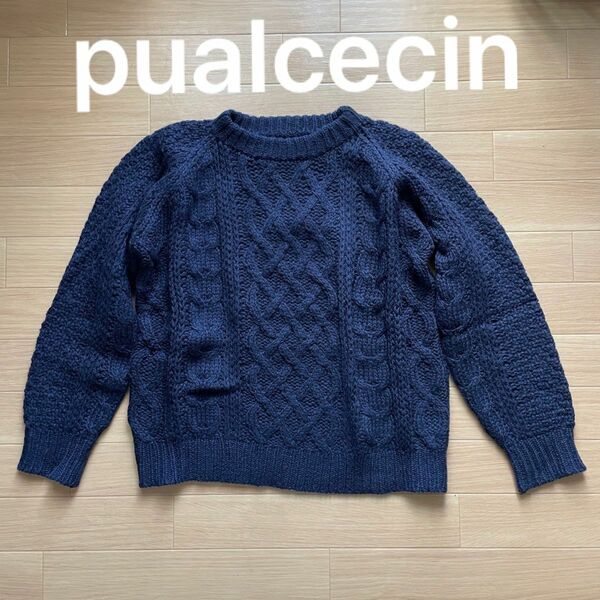 pualcecin ピュアルセシン ケーブル ニット アランニット フィッシャーマン M 古着風