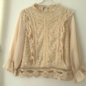 tocco closet トップス レースブラウス フリルトップス