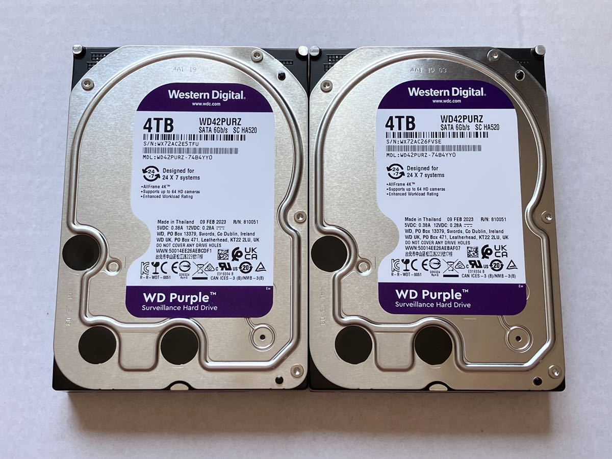 WD Purple 4TB WDPURZ 3.5インチ HDD SATA ハードディスク 時間