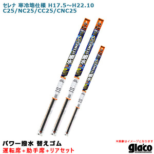 ガラコワイパー パワー撥水 替えゴム 車種別セット セレナ 寒冷地仕様 H17.5～H22.10 C25/NC25/CC25/CNC25 運転席+助手席+リア ソフト99 ht