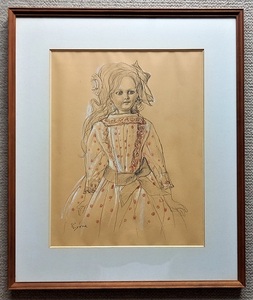 Art hand Auction A pencil and pastel drawing of a French doll by Shibata Yonezo, a leading figure in the Japanese Western painting world, Painting, Oil painting, Portraits