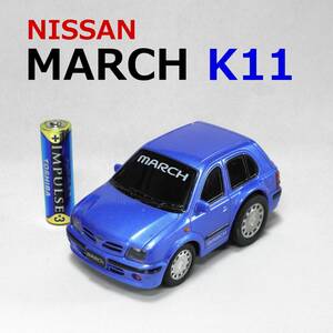 日産 マーチ 2代目 K11 大型ミニカー(全長10cm) プルバックカー ブルー系 ドライブタウン 激レア NISSAN MARCH mini car