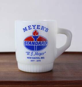 送料無料 美品!定形外 ファイヤーキング STANDARD MEYER'S 78年 スタンダード石油 メイヤーズ マグカップ マグ FIRE KING ヴィンテージ