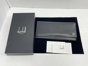 送料無料h51697 dunhill ダンヒル メンズ 二つ折り 折りたたみ レザー 長財布 ウォレット 財布 ブラック 箱付