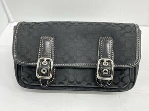 送料無料h51712 COACH コーチ ウエストポーチ ベルトバッグ シグネチャー ブラック系 F77120 比較的美品