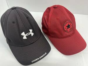 送料無料h52129 UNDER ARMOUR アンダーアーマー コンバース converse 帽子 キャップ 2個セット ブラック レッド フリーサイズ