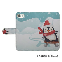 AQUOS【Y!mobile】　スマホケース 手帳型 プリントケース ペンギン 雪 雪遊び そり 冬 クリスマス_画像2