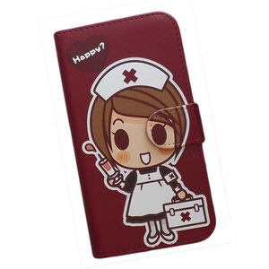 AQUOS【Y!mobile】　スマホケース 手帳型 プリントケース ナース 猫 救急箱 看護師 キャラクター エンジ