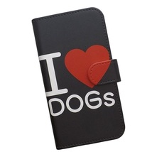 らくらく/かんたん/シンプル　スマホケース 手帳型 プリントケース I LOVE DOGs シンプル 犬好き_画像1