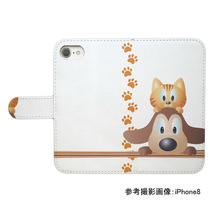 iPhone15　スマホケース 手帳型 プリントケース 犬 猫 足跡 キャラクター かわいい_画像2