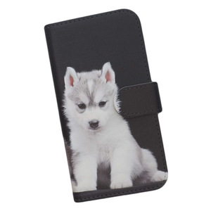 iPhone15　スマホケース 手帳型 プリントケース 犬 動物 シベリアンハスキー 子犬 かわいい