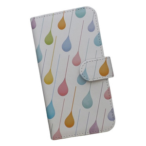 iPhone15　スマホケース 手帳型 プリントケース 雨 レイン パターン画 おしゃれ