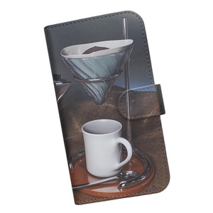 iPhone15　スマホケース 手帳型 プリントケース コーヒー ドリッパー ケトル バーラップ