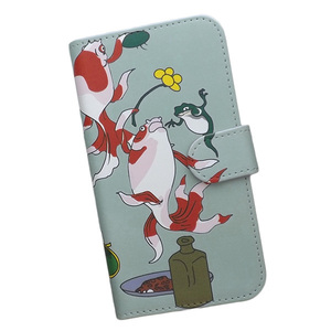 iPhone15　スマホケース 手帳型 プリントケース 歌川国芳 金魚づくし 和柄 浮世絵 戯画 カエル