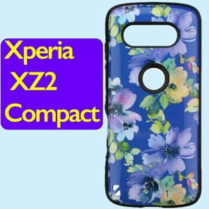 XperiaXZ2Compact ハイブリッドケース 花柄ブルー PALLET Design LP-XPXC2HVCDBL 耐衝撃 MSソリューションズ SO-05K 送料込