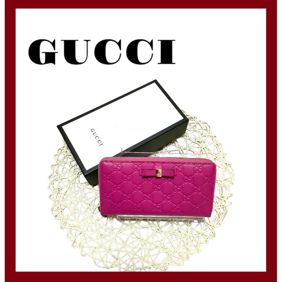 良好・希少色】GUCCI 長財布 ラウンドファスナー GG マイクロシマ