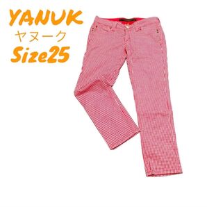 YANUK ストレッチパンツ ギンガムチェックボトムス ゴルフウエアレディース