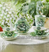 洋食器 茶器 カップ＆ソーサー　ポット　スプーン付き　4客セット　花柄 　インテリア ギフト　プレゼント_画像1