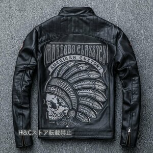 欧米メンズバイカーレザーレザージャケット牛革メンズスタンドカラーバイク服ジャケットジャケット