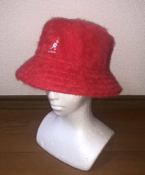 美品 KANGOL Furgora Bucket K3477 S カンゴール ファーゴラ バケット ファー バケットハット メトロハット ベルハット レッド 赤 男女兼用