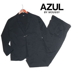 新品! アズールバイマウジー リラックス イージー セットアップ ブラック (S-M) 送料520円☆AZUL BY MOUSSY 防シワ スーツ 春夏 黒 ★