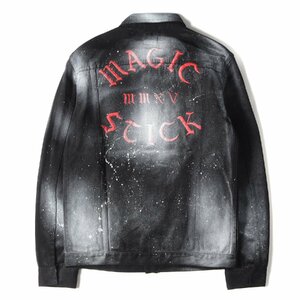 美品 MAGIC STICK マジック・スティック ジャケット サイズ:M デニム スプラッターペイント 柄 ROCK STEADY JEAN JACKET ブラック 黒