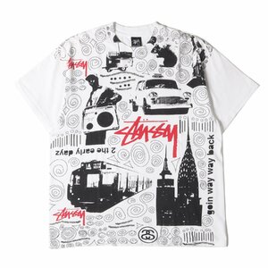 STUSSY ステューシー Tシャツ サイズ:L 00s マルチ グラフィック クルーネック 半袖 Tシャツ ホワイト 白 トップス カットソー ブランド