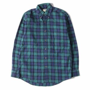 L.L.Bean エルエルビーン シャツ サイズ:S 90s チェック コットン ボタンダウンシャツ 90年代 USA製 ヴィンテージ 古着 グリーン ネイビー