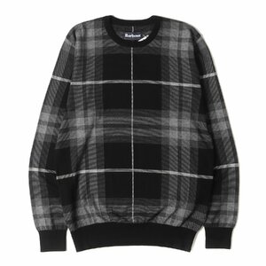 BARBOUR バブアー ニット サイズ:S タータンチェック ジャガード ニット セーター Jacquard Knitted Sweater ブラック グレー 黒 トップス